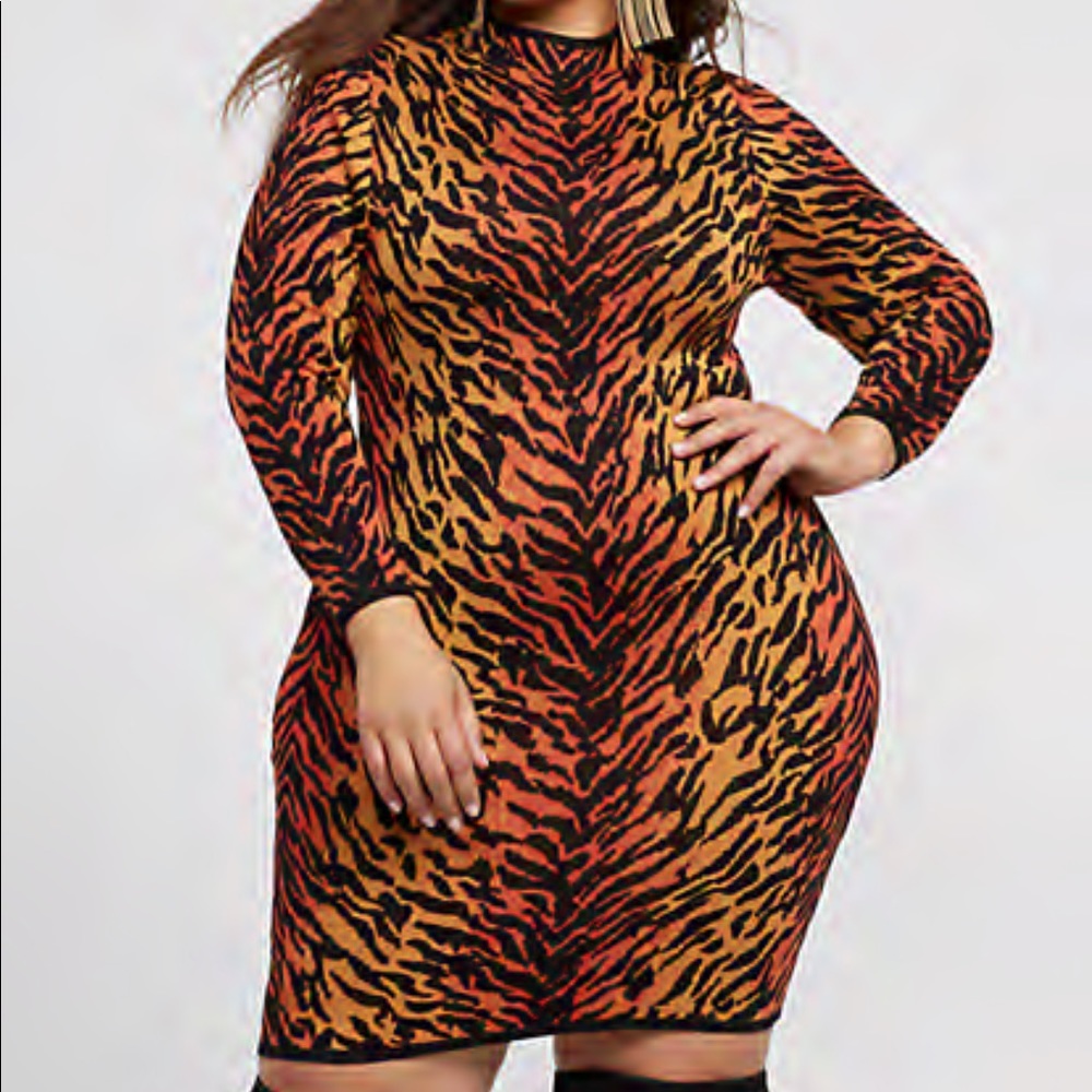 Fashion to Figure Tiger Print Sweater Dress
